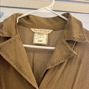 VINTAGE Max Studio Tan Midi Dress with Decorative Stitching